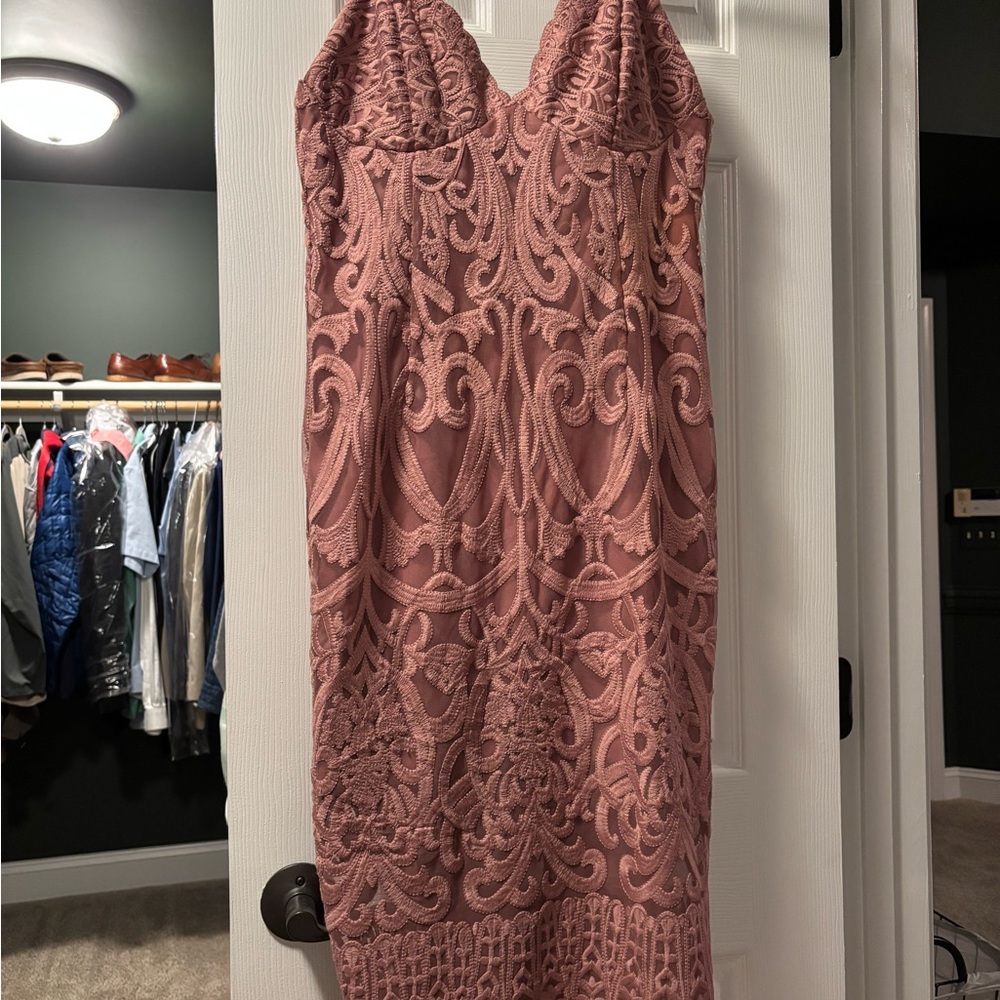 Vintage Bardot Lace Pink Dress